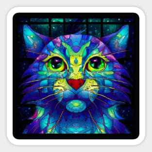 Tiffany Glass Cat Mosaic Sticker